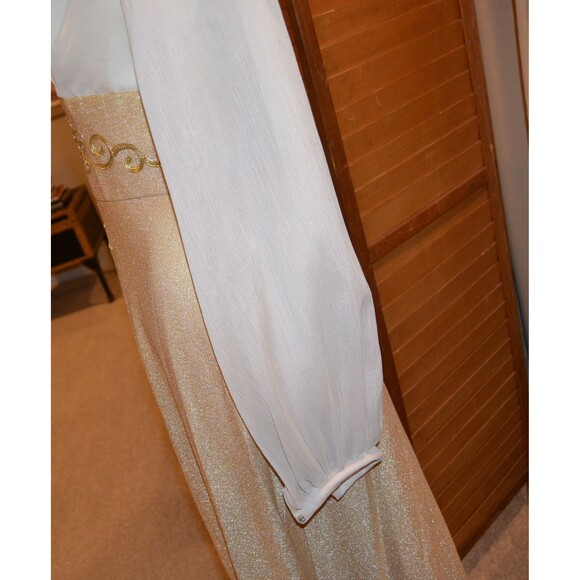 1960s  Dress Vintage Glitzy Gold with Cream Hollywood Starlett to Queen of House - Picture 6 of 7